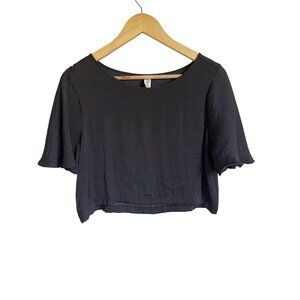 Victoria's Secret Black Satin Cropped Top Size Small